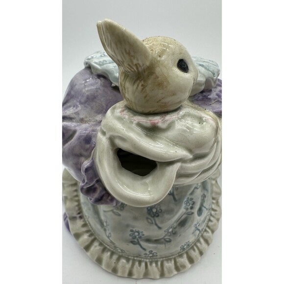 Fitz and Floyd Bunny Teapot OCI Omnibus 420Z Easter Bonnet Pastel Ceramic VTG - Picture 10 of 11